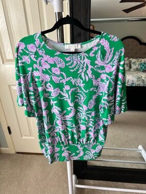 Lilly Pulitzer Albins Knit Top, BRAZILIAN GREEN SALTY SANDBAR Sz M